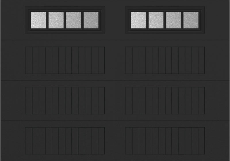 10x7 -  Straight Stockbridge Long - Obscure With glass Long - Black