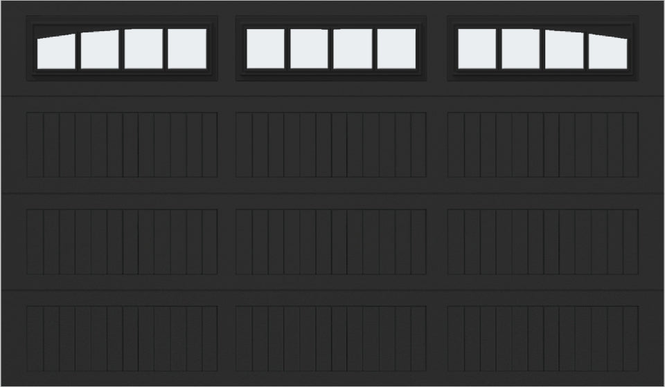 12x7 - Arched Stockbridge Long - Frosted With glass Long - Black