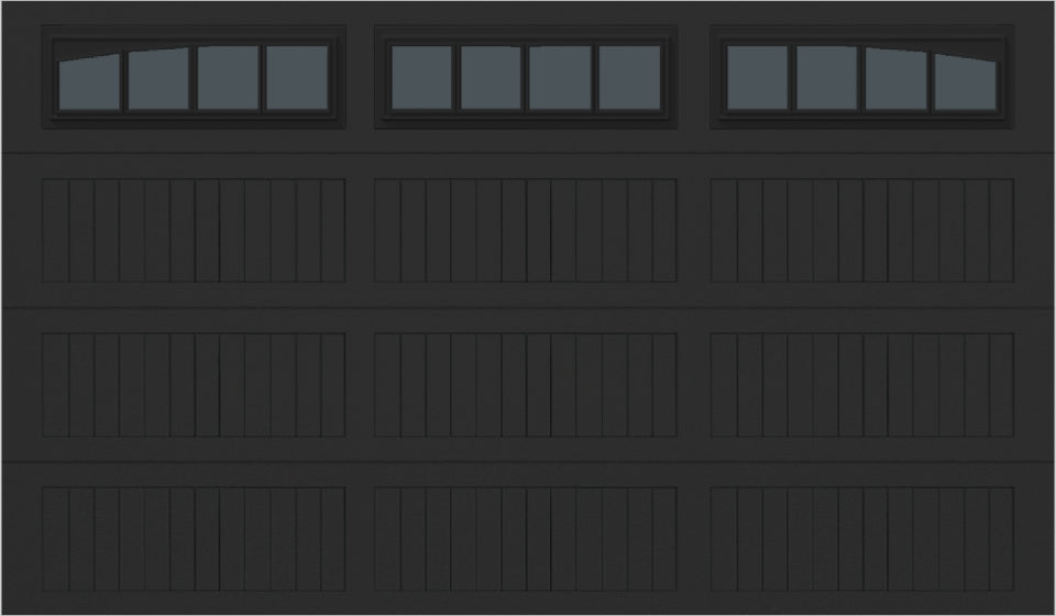 12x7 -  Arched Stockbridge Long - Tinted With glass Long - Black