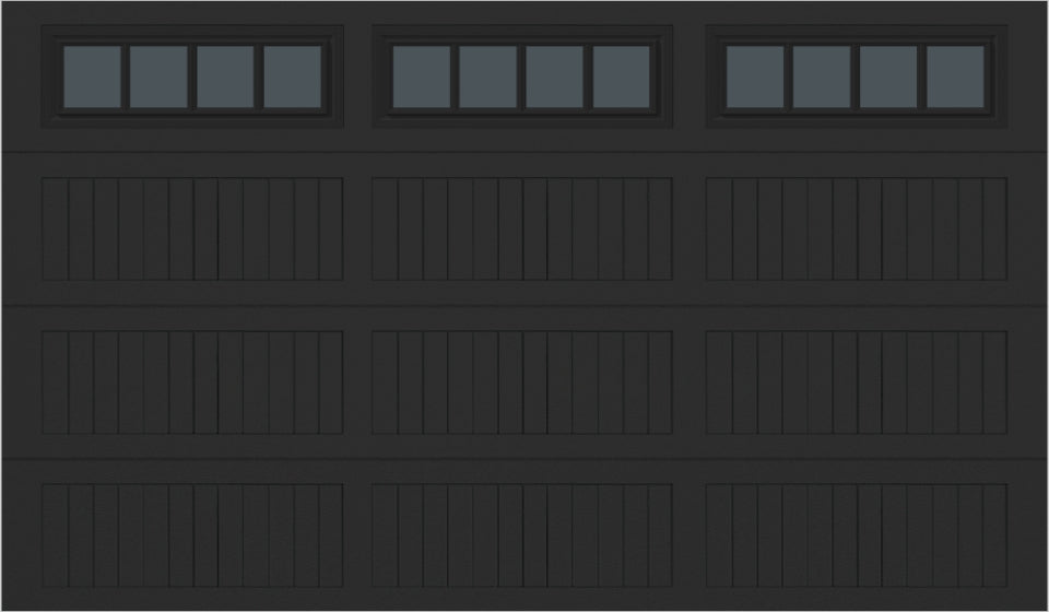 12x7 -  Straight Stockbridge Long - Tinted   With glass Long - Black