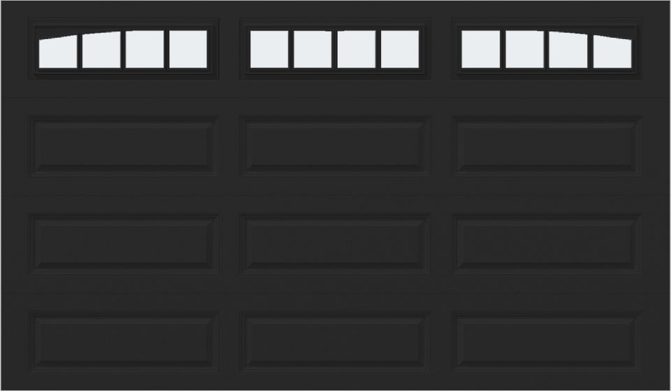 12x7 - Arched Stockbridge Long - Frosted With glass Long - Black