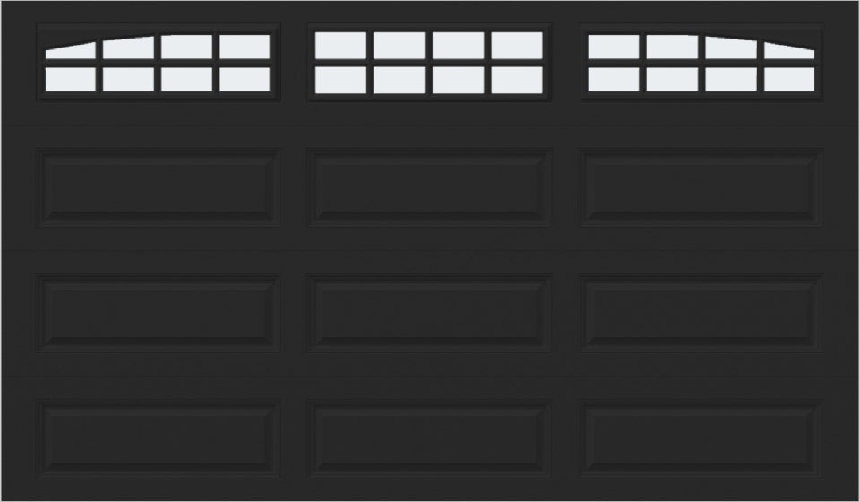 12x7 -  Arched Stockton Long - Frosted With glass Long - Black