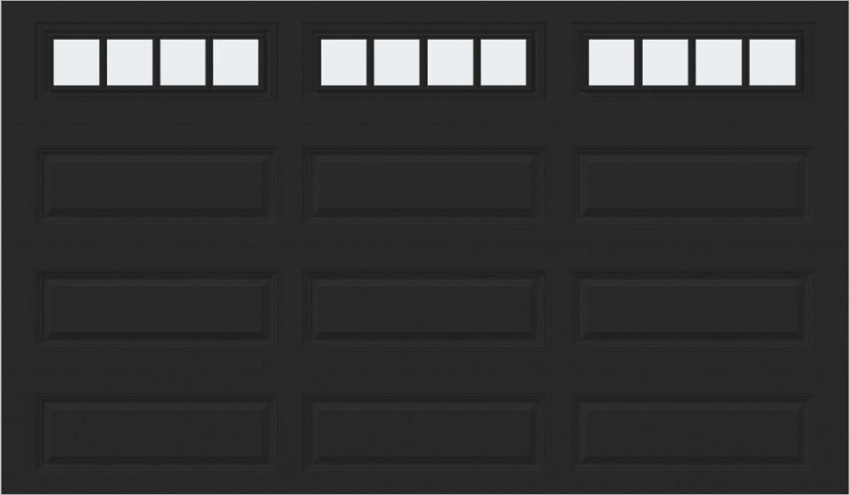 12x7 -  Straight Stockbridge Long - Frosted With glass Long - Black