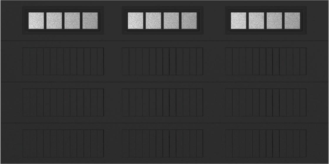 14x7 -  Straight Stockbridge Long - Obscure With glass Long - Black