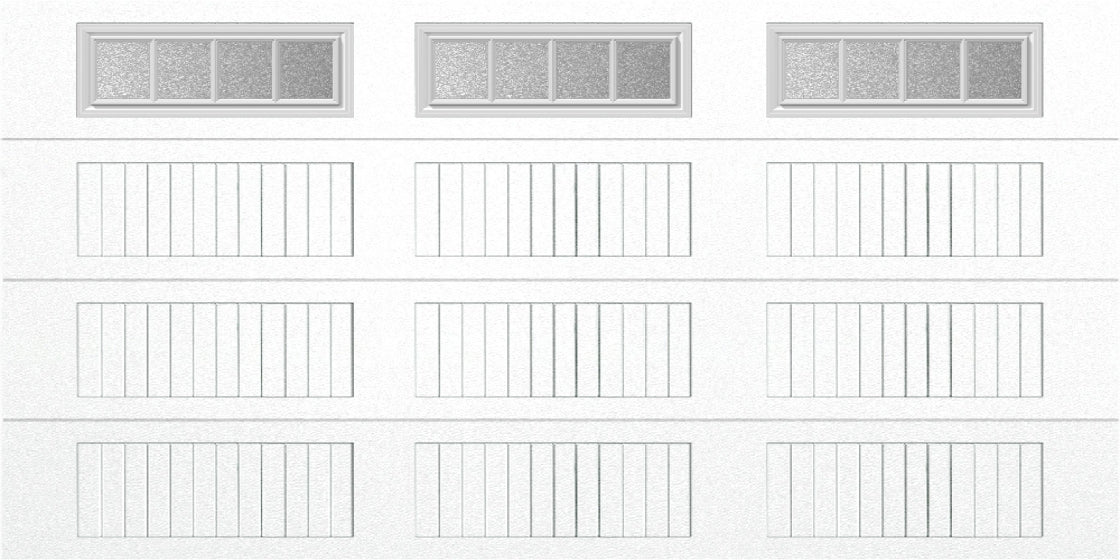 14x7 -  Straight Stockbridge Long - Obscure With glass Long - White
