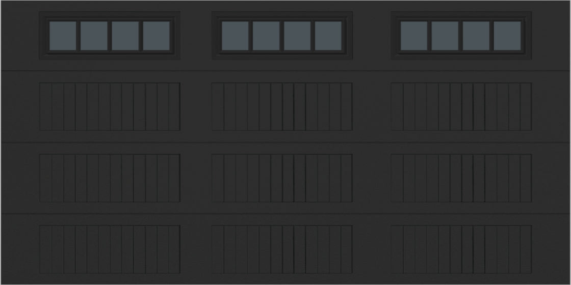 14x7 -  Straight Stockbridge Long - Tinted   With glass Long - Black