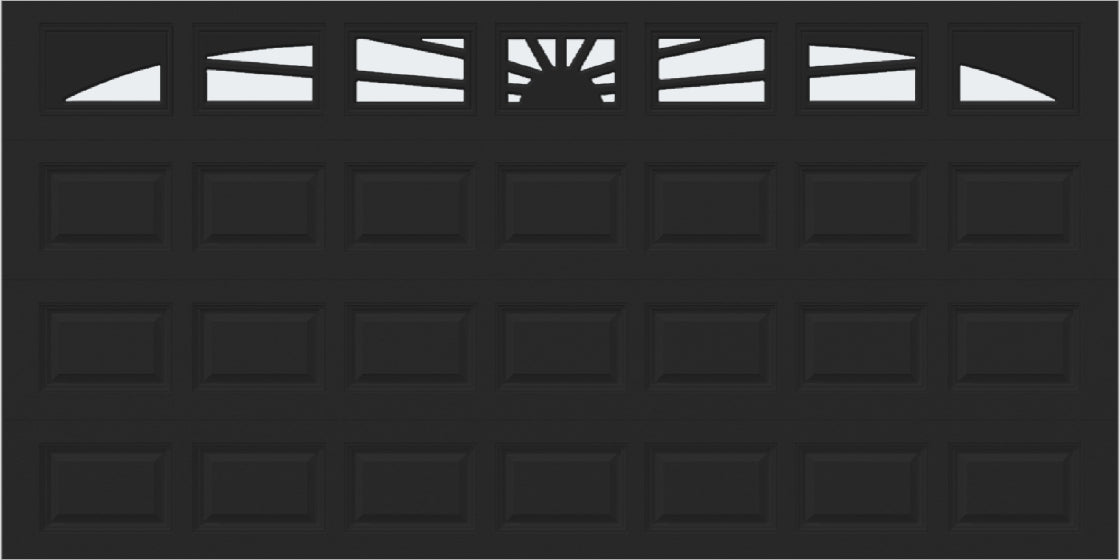 14x7 -  Sunburst - Frosted -   With glass Long - Black