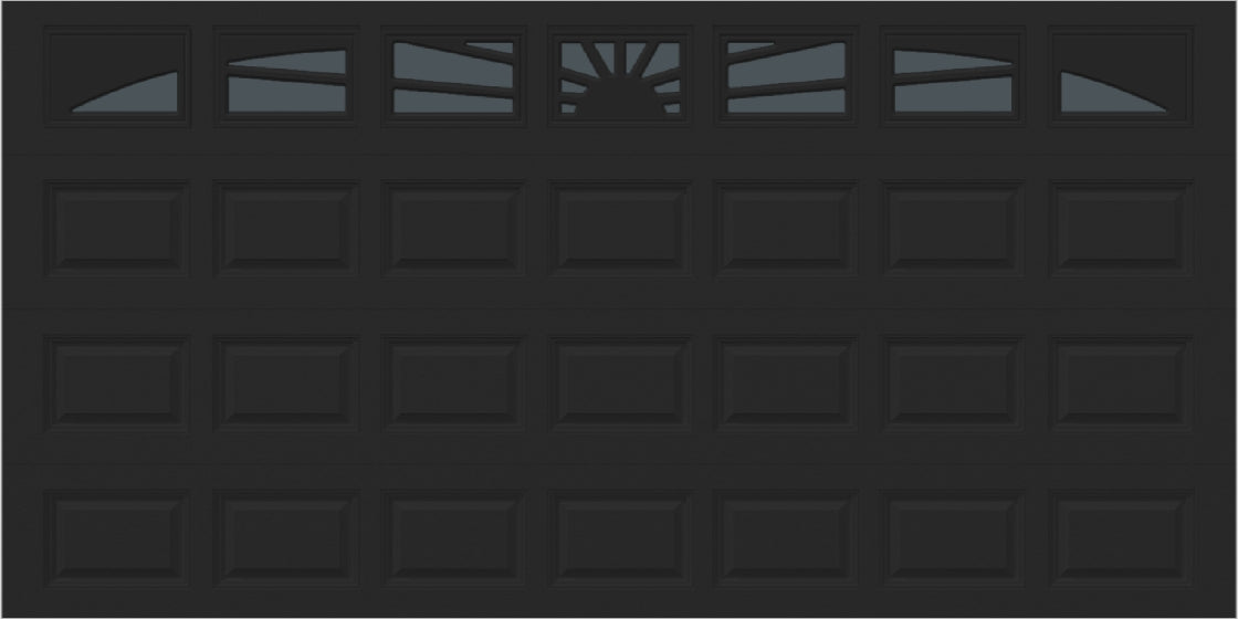 14x7 -  Sunburst - Tinted -   With glass Long - Black