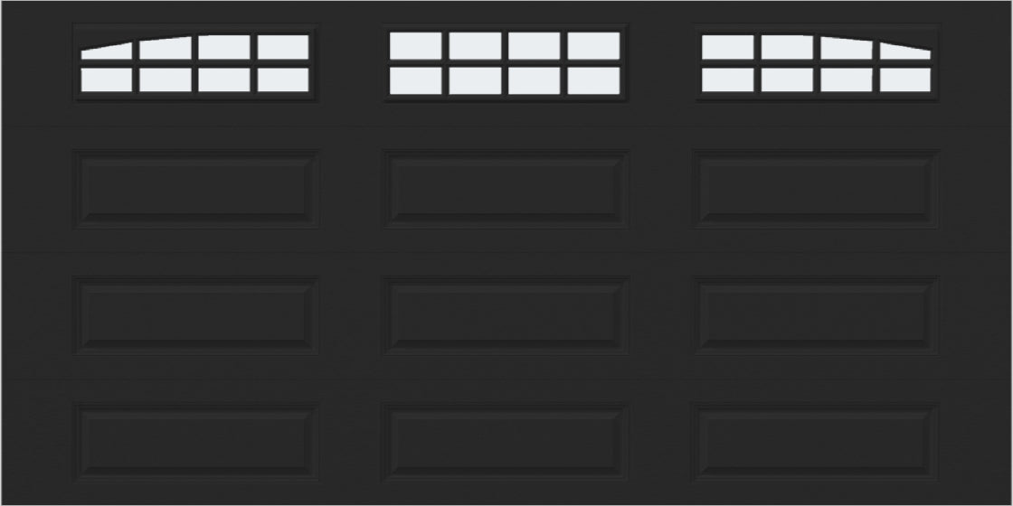 14x7 -  Arched Stockton Long - Frosted With glass Long - Black