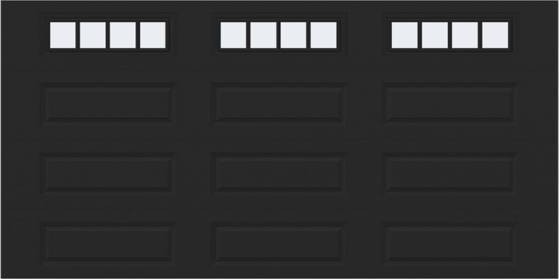 14x7 -  Straight Stockbridge Long - Frosted With glass Long - Black