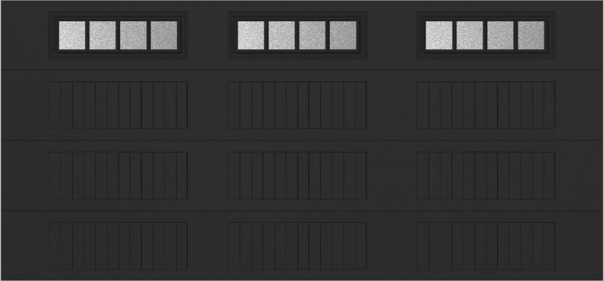 15x7 -  Straight Stockbridge Long - Obscure With glass Long - Black