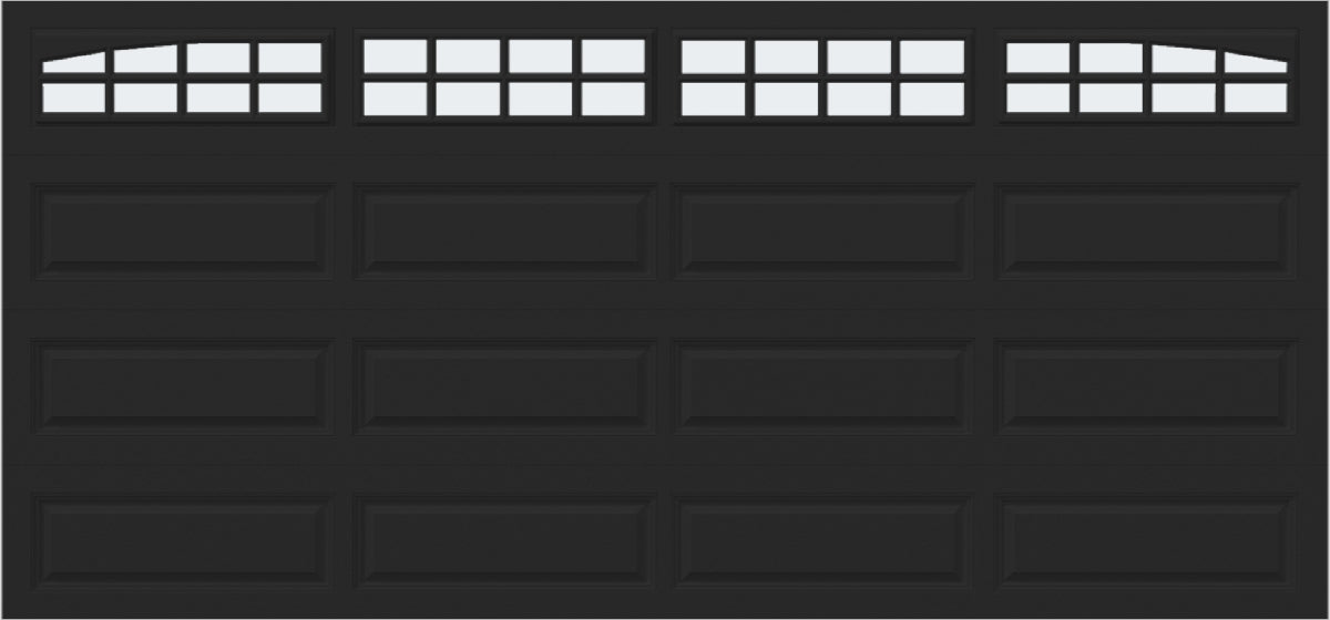 15x7 -  Arched Stockton Long - Frosted With glass Long - Black