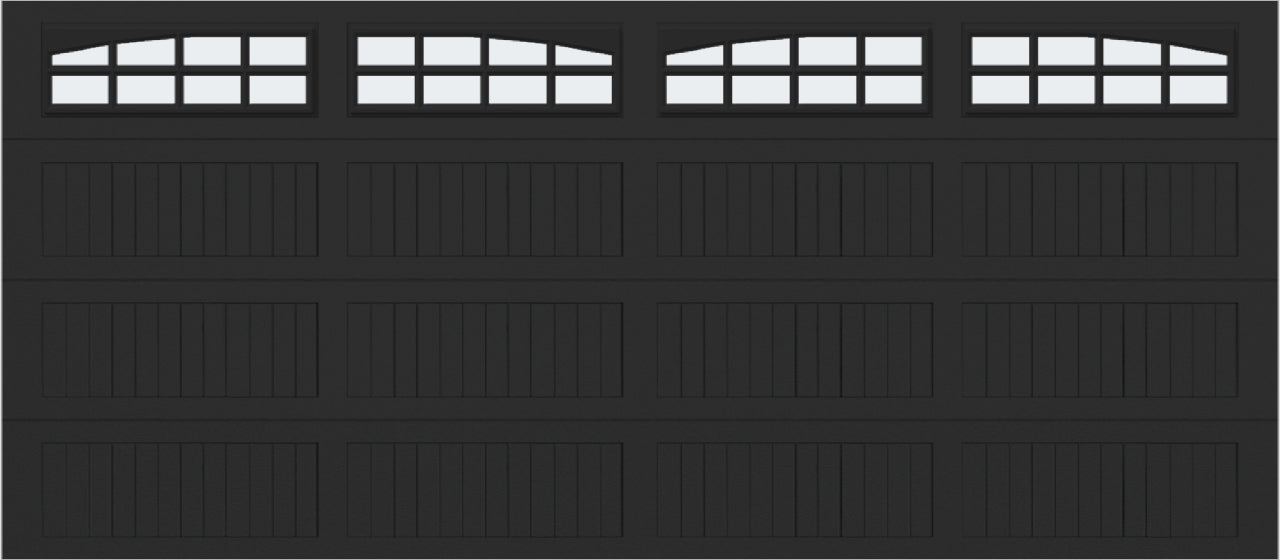 16x7 -  Arched Stockton Long - Frosted With glass Long - Black