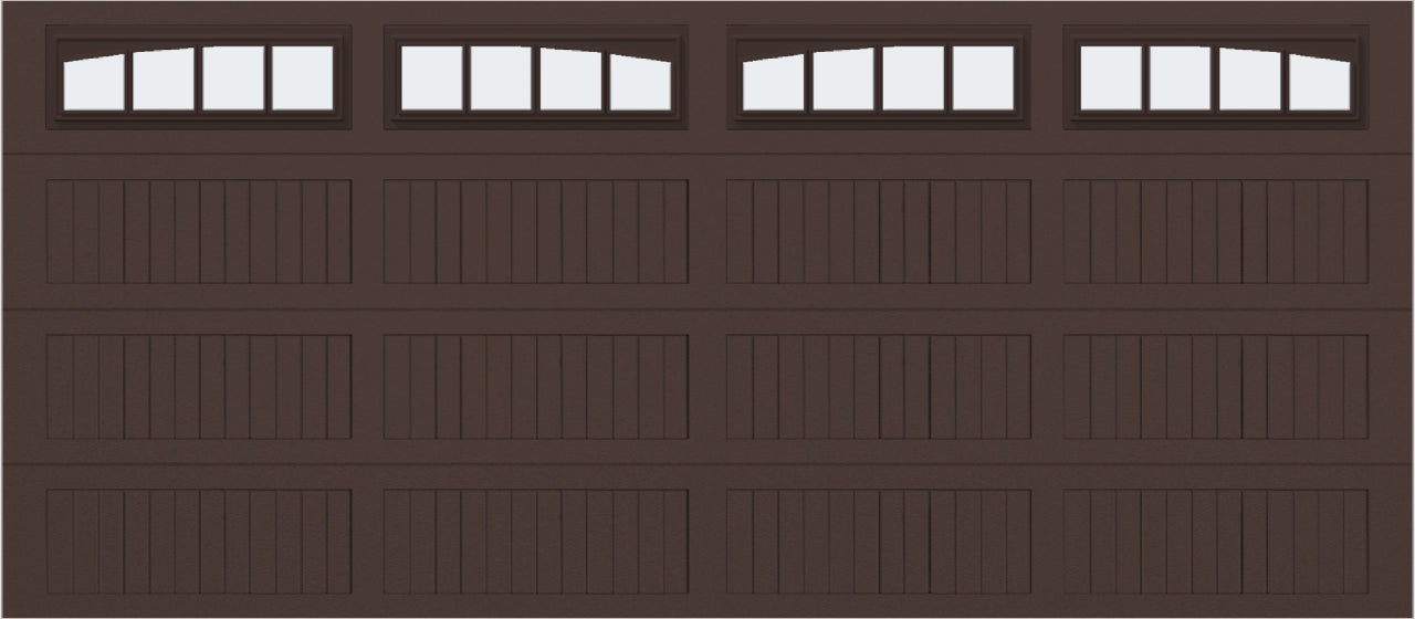 16x7 - Arched Stockbridge Long - Frosted With glass Long - Brown