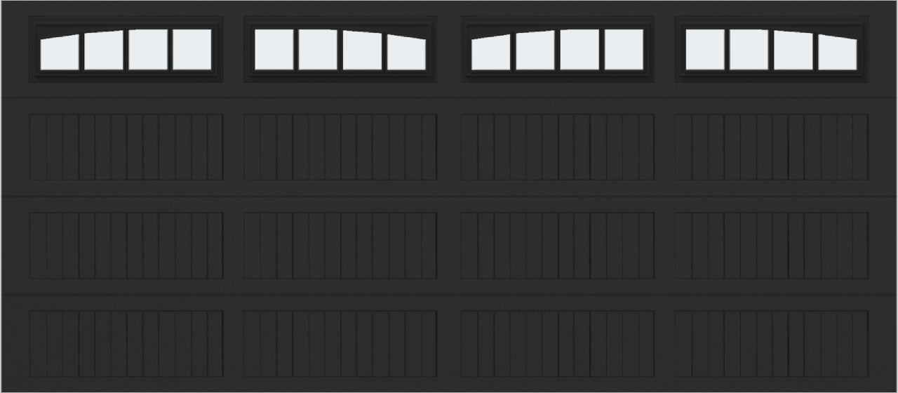 16x7 - Arched Stockbridge Long - Frosted With glass Long - Black