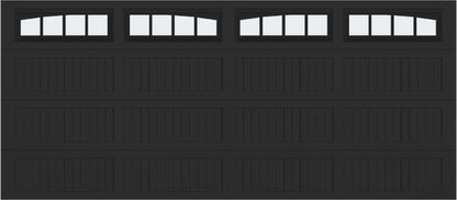 16x7 - Arched Stockbridge Long - Frosted With glass Long - Black