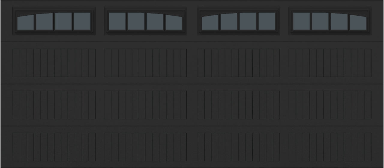 16x7 -  Arched Stockbridge Long - Tinted With glass Long - Black