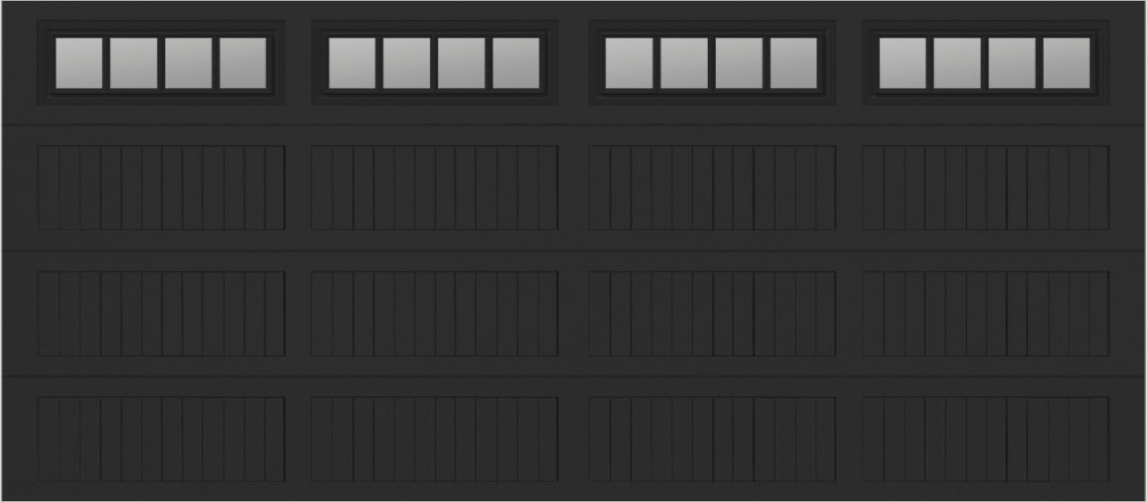 16x7 -  Straight Stockbridge Long - Clear  With glass Long - Black