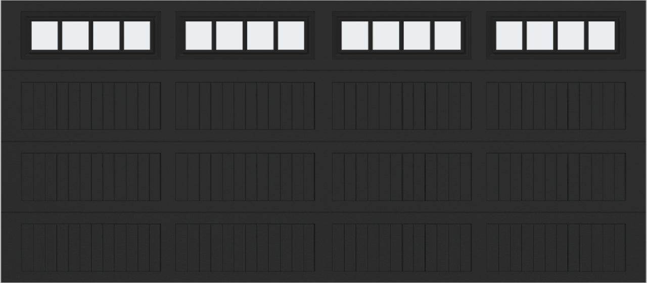 16x7 -  Straight Stockbridge Long - Frosted With glass Long - Black