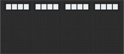 16x7 -  Straight Stockbridge Long - Frosted With glass Long - Black