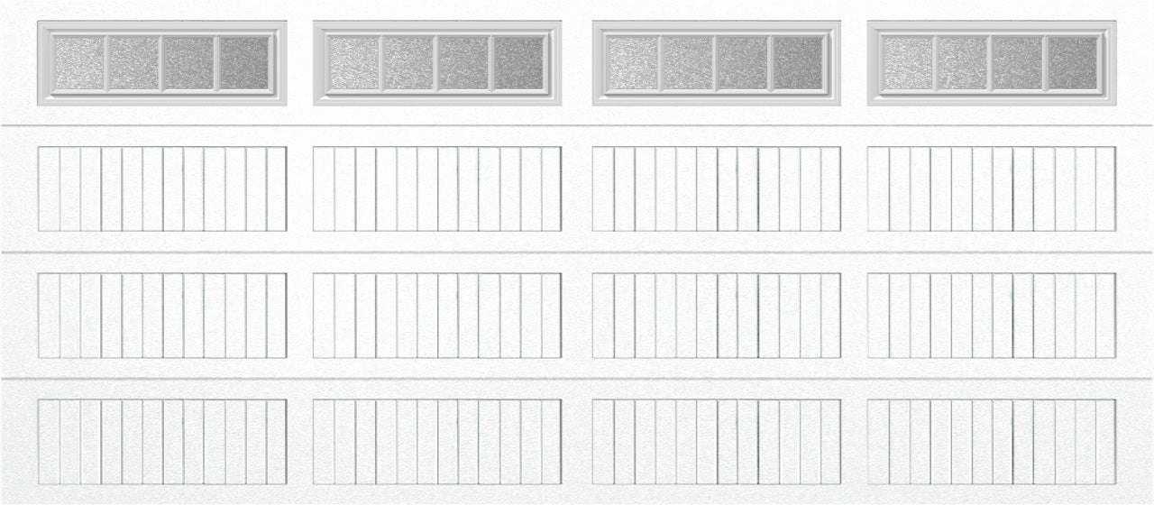 16x7 -  Straight Stockbridge Long - Obscure With glass Long - White