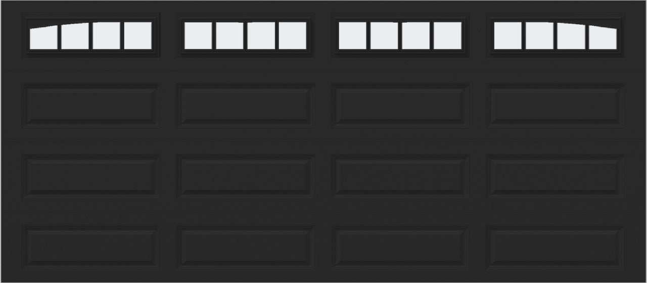 16x7 - Arched Stockbridge Long - Frosted With glass Long - Black