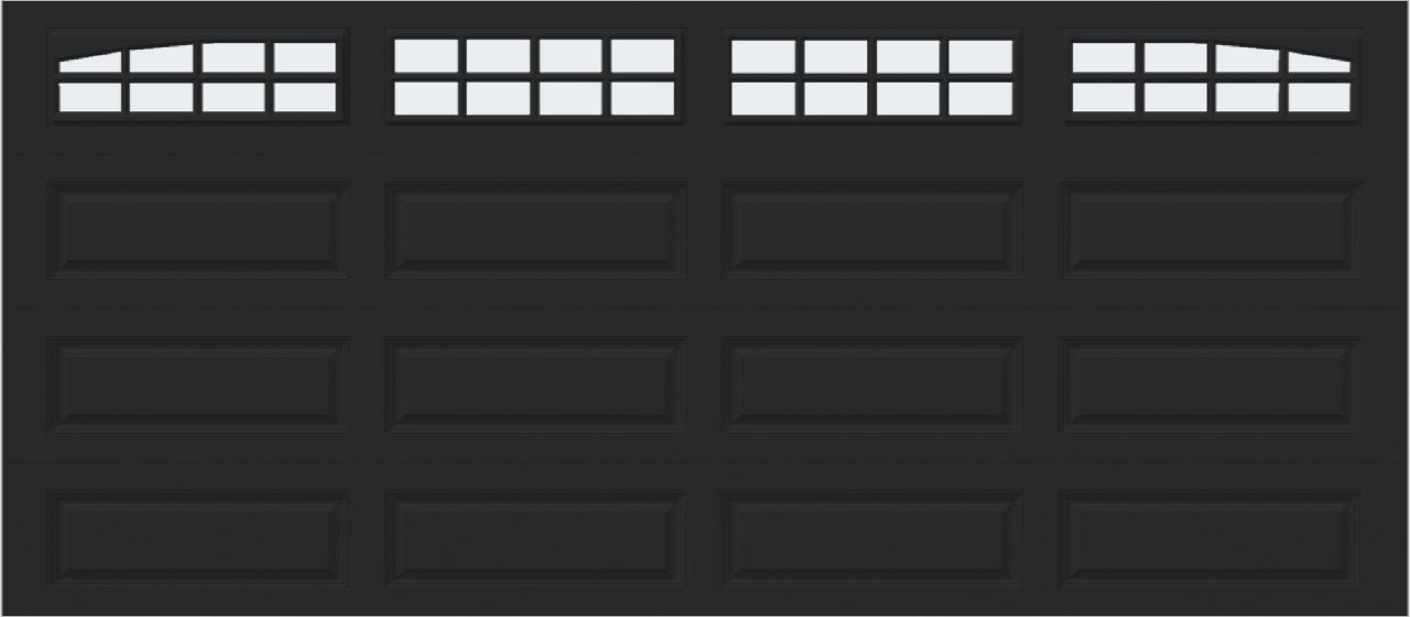 16x7 -  Arched Stockton Long - Frosted With glass Long - Black