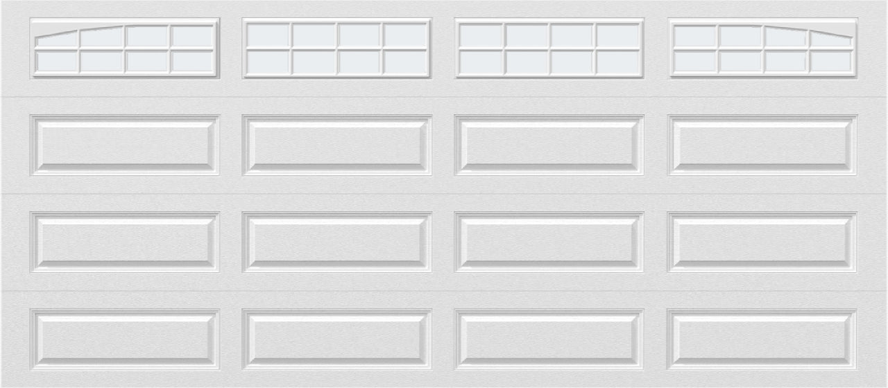 16x7 -  Arched Stockton Long - Frosted With glass Long - White