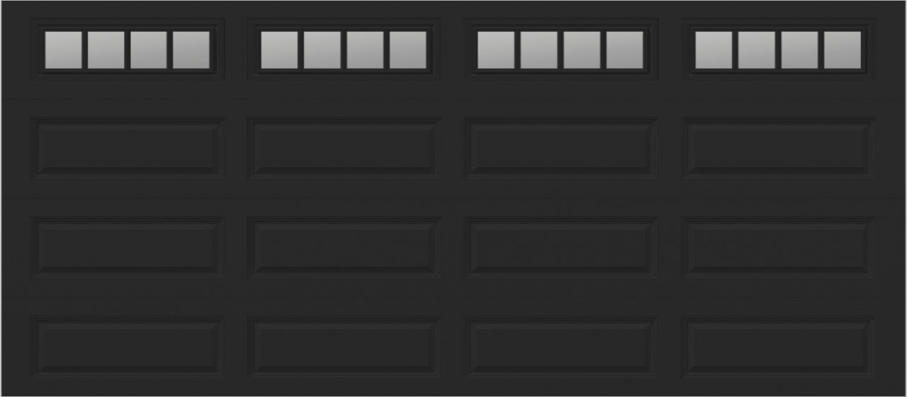 16x7 -  Straight Stockbridge Long - Clear  With glass Long - Black