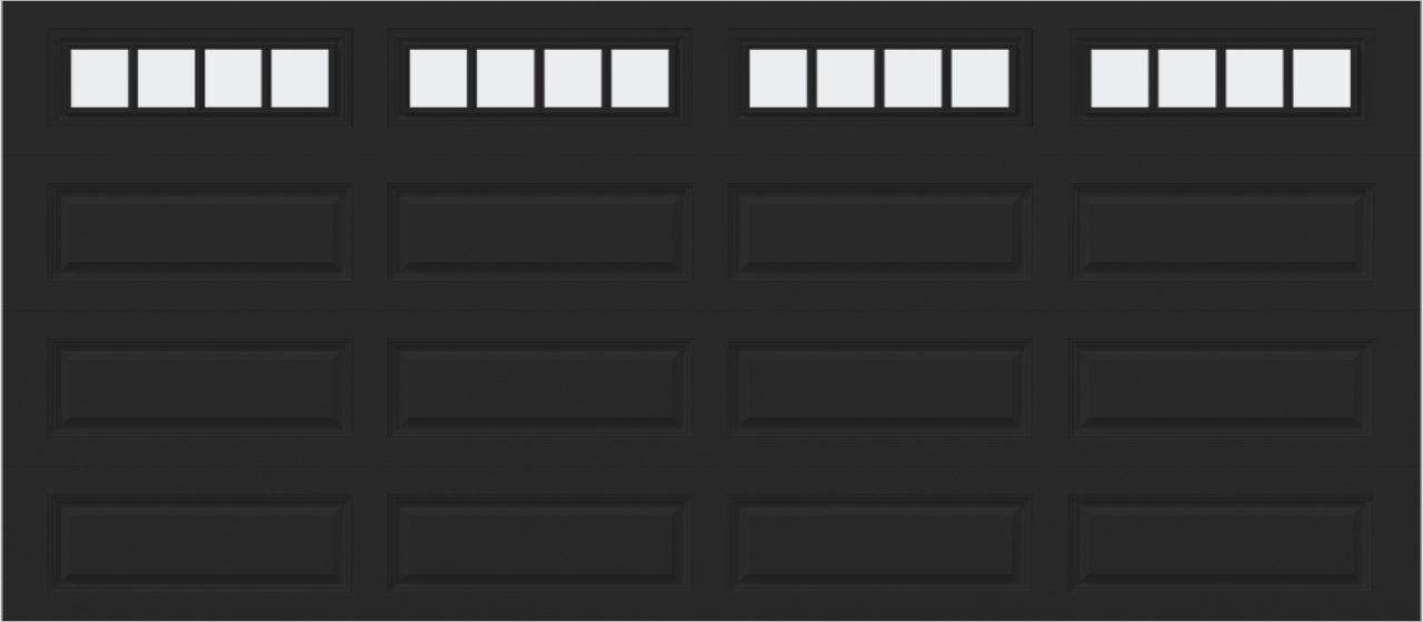 16x7 -  Straight Stockbridge Long - Frosted With glass Long - Black