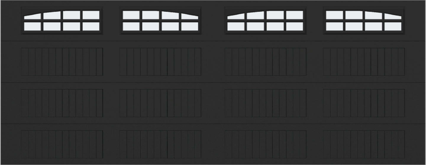 18x7 -  Arched Stockton Long - Frosted With glass Long - Black