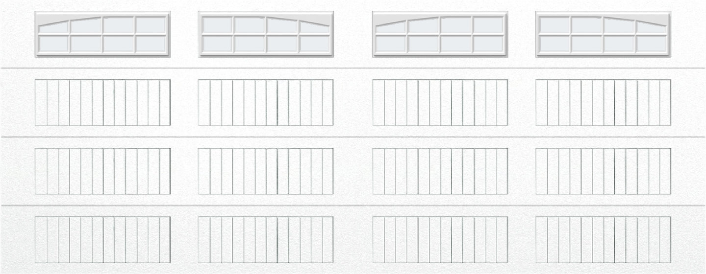 18x7 -  Arched Stockton Long - Frosted With glass Long - White