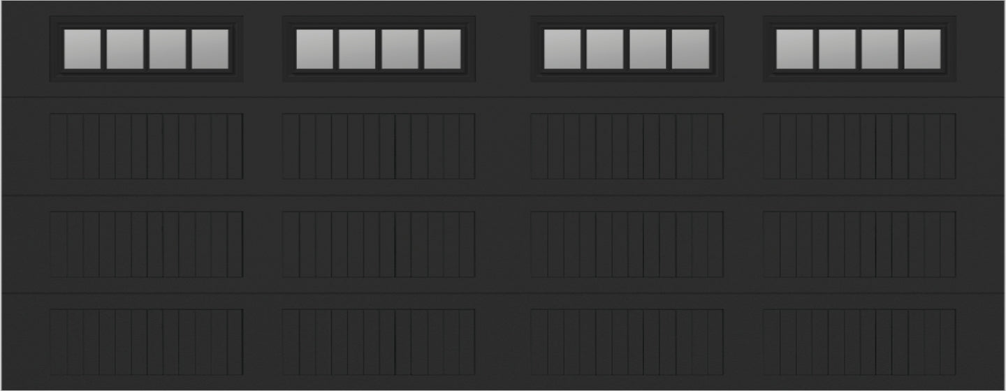 18x7 -  Straight Stockbridge Long - Clear  With glass Long - Black