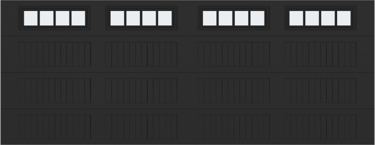 18x7 -  Straight Stockbridge Long - Frosted With glass Long - Black