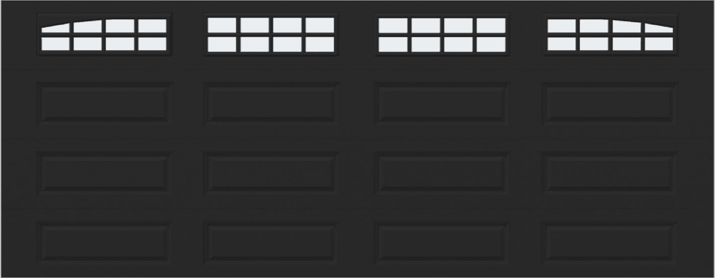 18x7 -  Arched Stockton Long - Frosted With glass Long - Black