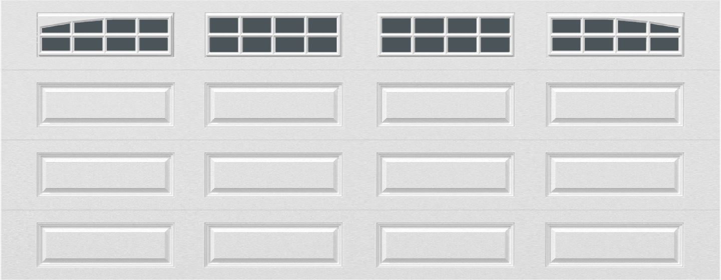 18x7 -  Arched Stockton Long - Obscure With glass Long - White