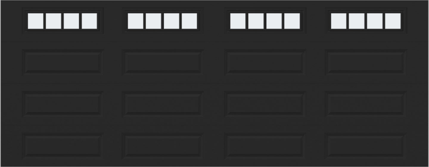 18x7 -  Straight Stockbridge Long - Frosted With glass Long - Black