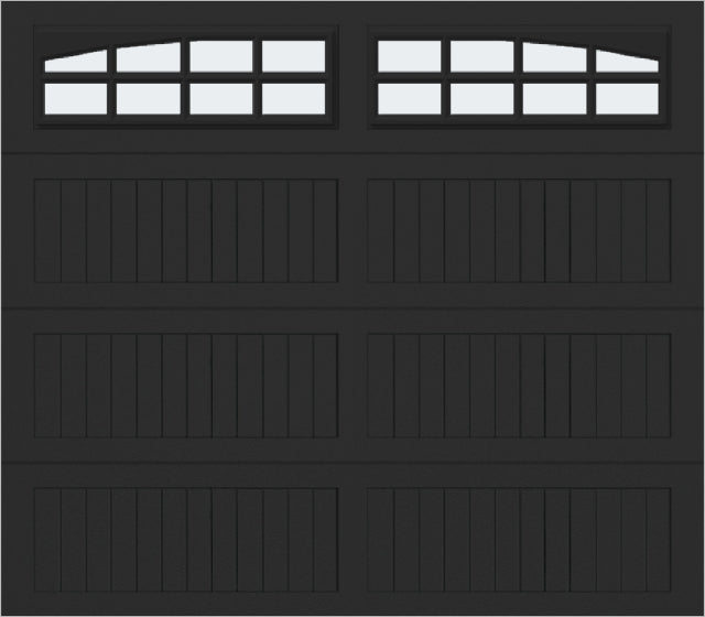 8x7 -  Arched Stockton Long - Frosted With glass Long - Black