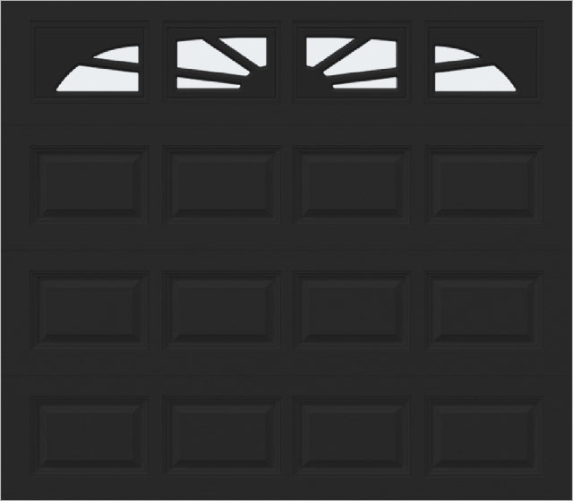 8x7 -  Sunburst - Frosted -   With glass Long - Black