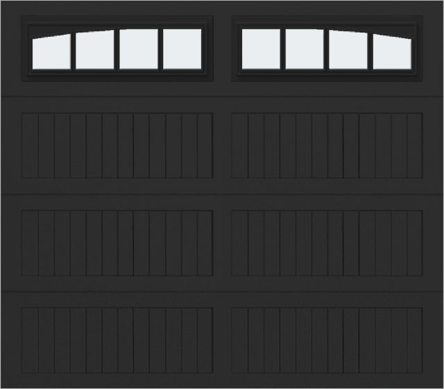 8x7 - Arched Stockbridge Long - Frosted With glass Long - Black