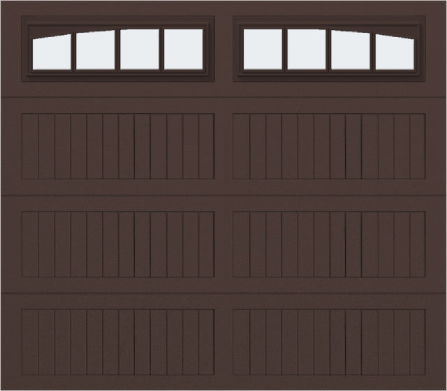 8x7 - Arched Stockbridge Long - Frosted With glass Long - Brown