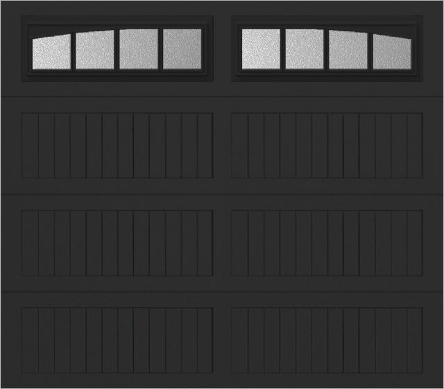 8x7 -  Arched Stockbridge Long - Obscure With glass Long - Black