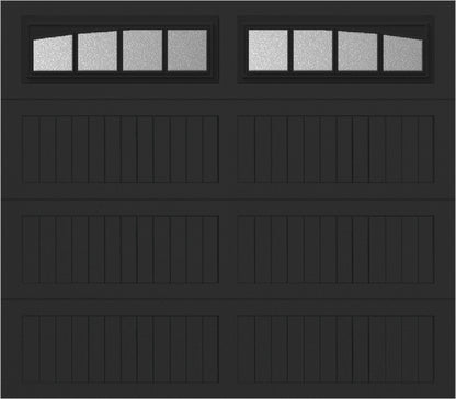 8x7 -  Arched Stockbridge Long - Obscure With glass Long - Black