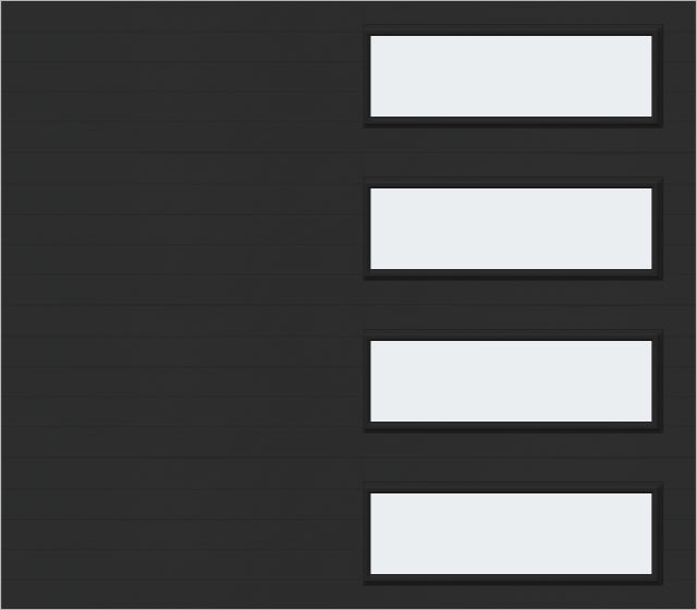 8x7 - Frosted -  Long - Stockton With glass Long - Black