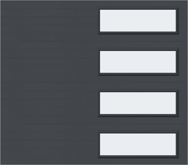 8x7 - Frosted -  Long - Stockton With glass Long - Graphite