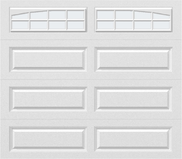 8x7 - Arched Stockbridge Long - Frosted With glass Long - White