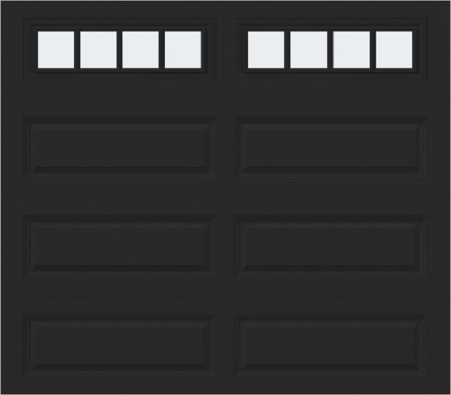 8x7 -  Straight Stockbridge Long - Frosted With glass Long - Black