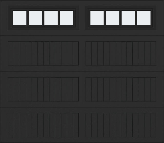 8x7 -  Straight Stockbridge Long - Frosted With glass Long - Black