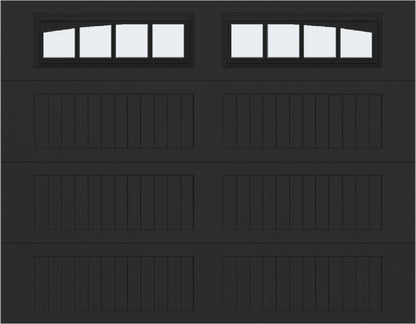 9x7 - Arched Stockbridge Long - Frosted With glass Long - Black