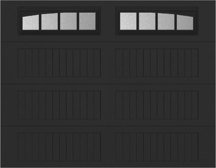 9x7 -  Arched Stockbridge Long - Obscure With glass Long - Black
